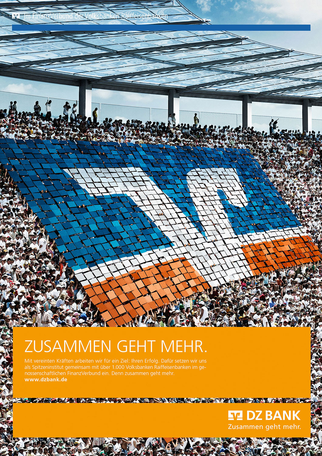 Advertising CGI Rendering 3d DZ-Bank Logo Stadion Menschen Illusion Idris Kolodziej